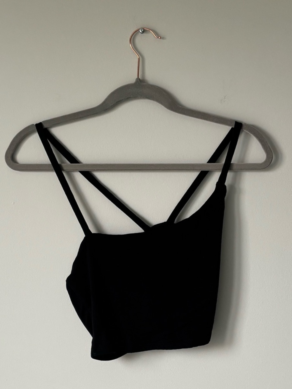Black Asymmetrical Strappy Cropped Tank Top